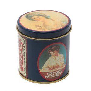 Vintage Pepsi Cola Tin 1988 A Nickel Drink Worth A Dime Metal Decor Canister